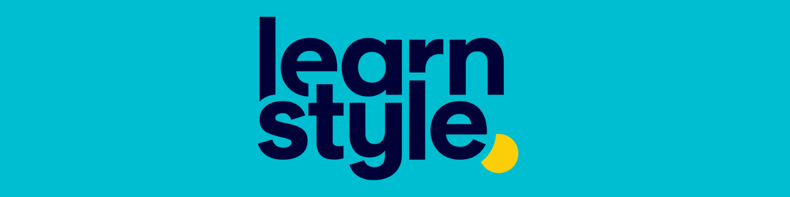 Teal blue Banner with LEARNstyle logo in Dark Blue