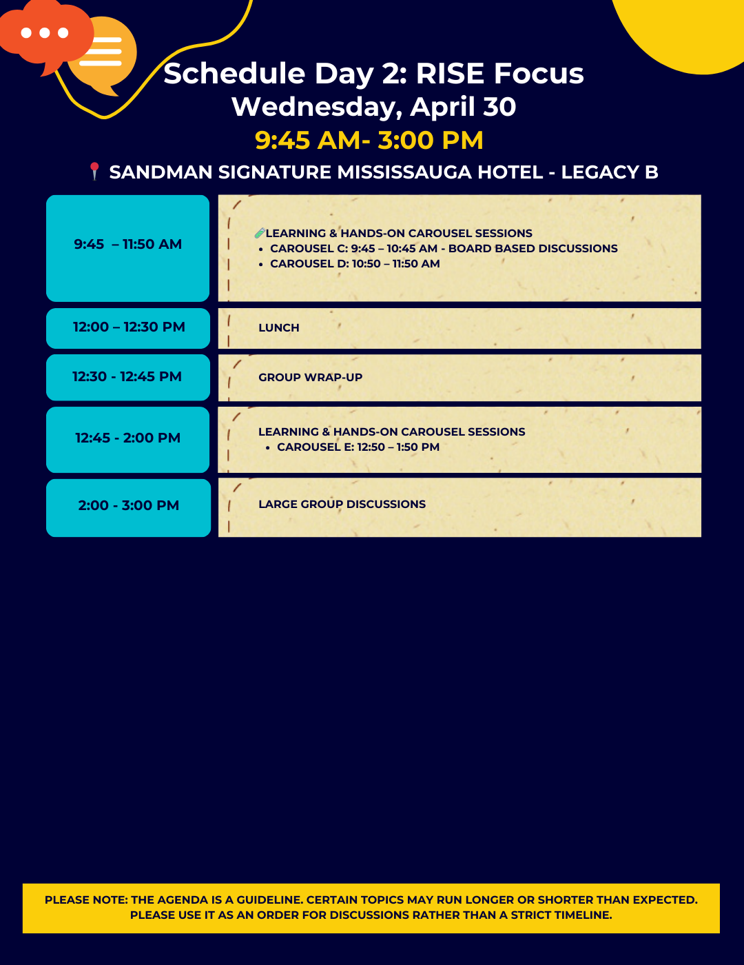 Schedule for Day 2 of the User Group: Focus on RISE